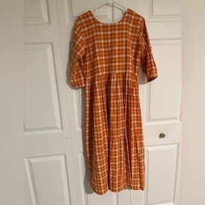 Plaid orange fall dress